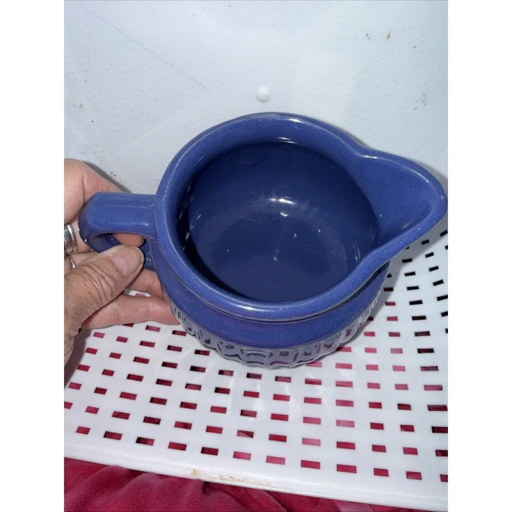 Vintage USA Stoneware Cornflower Blue Pitcher